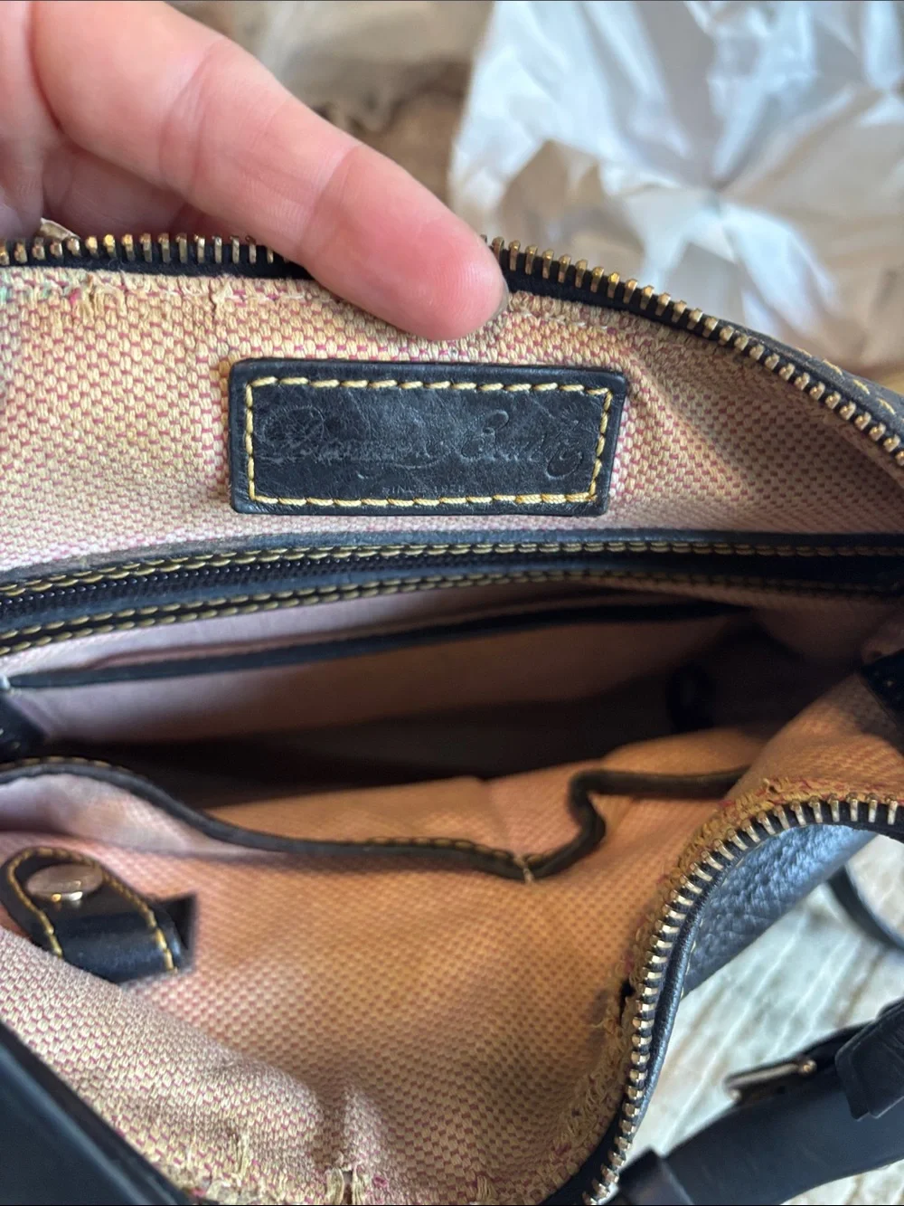 Dooney & Bourke Black Leather Shoulder Hobo with Gold Hardware